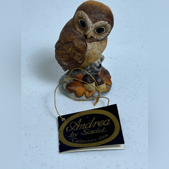 Vintage Andrea by Sadek Owl Figurine #6350 Made in Japan Signed Tags - Picture 8 of 11